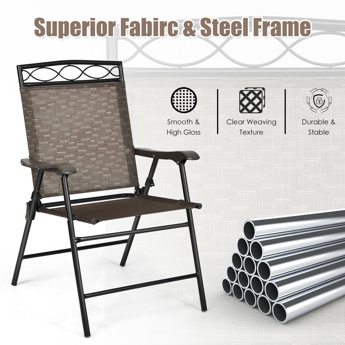 Set Of 4 Patio Folding Chairs, Brown Patio Dining Chairs at Gallery Canada