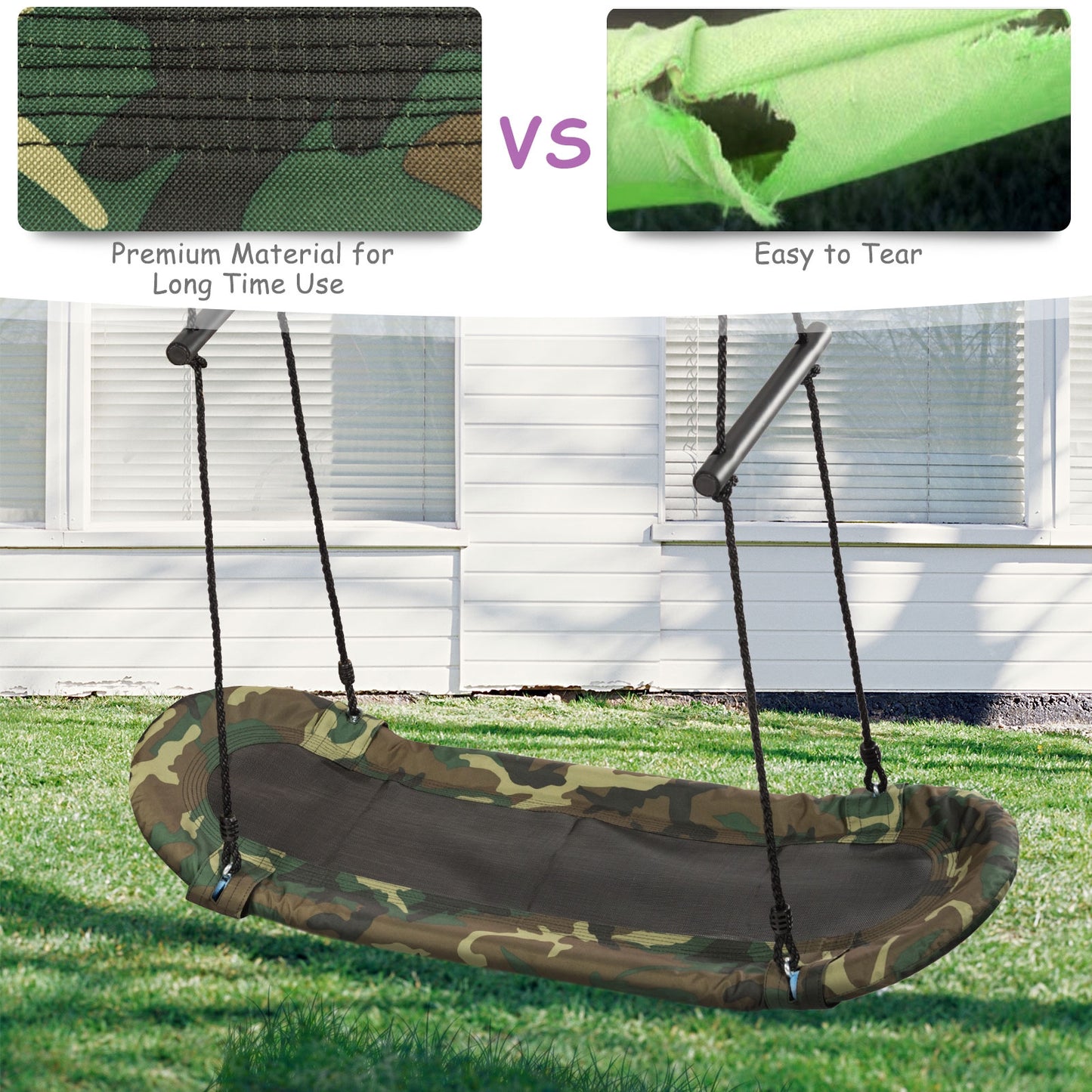 Kids Saucer Tree Swing, Oval Platform with Handle, Camouflage Swing & Playsets at Gallery Canada