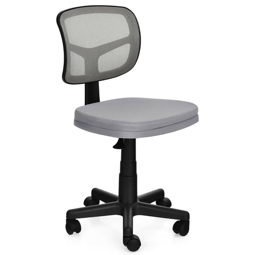 Armless Computer Chair with Height Adjustment and Breathable Mesh for Home Office, Gray