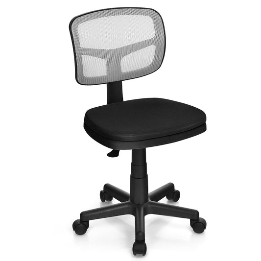 Armless Computer Chair with Height Adjustment and Breathable Mesh for Home Office, Black - Gallery Canada