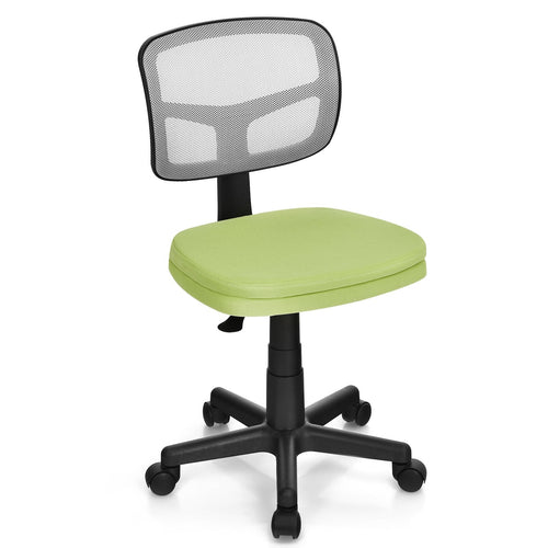 Armless Computer Chair with Height Adjustment and Breathable Mesh for Home Office, Green