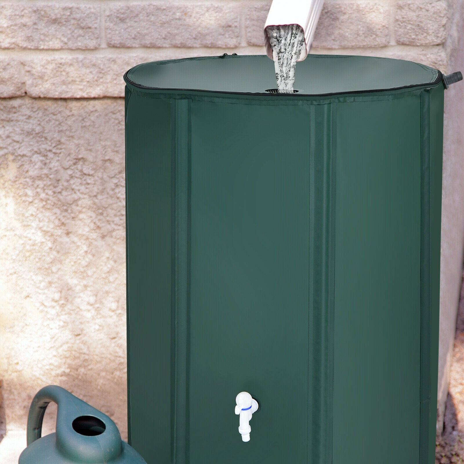 100 Gallon Portable Rain Barrel Water Collector Tank with Spigot Filter, Green Watering & Irrigation at Gallery Canada