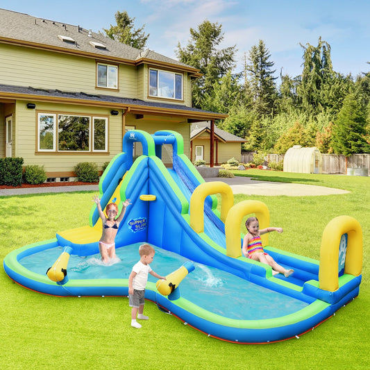 Inflatable Water Slide Kids Bounce House with Water Cannons and Hose Without Blower - Gallery Canada