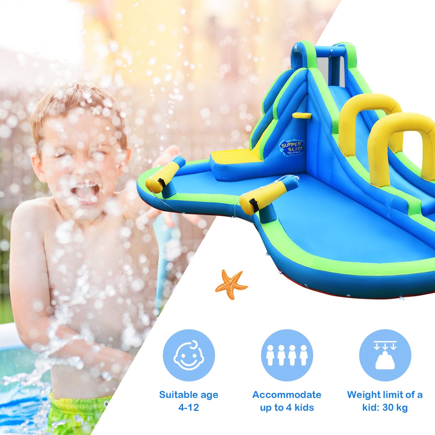 Inflatable Water Slide Kids Bounce House with Water Cannons and Hose Without Blower Bounce House at Gallery Canada