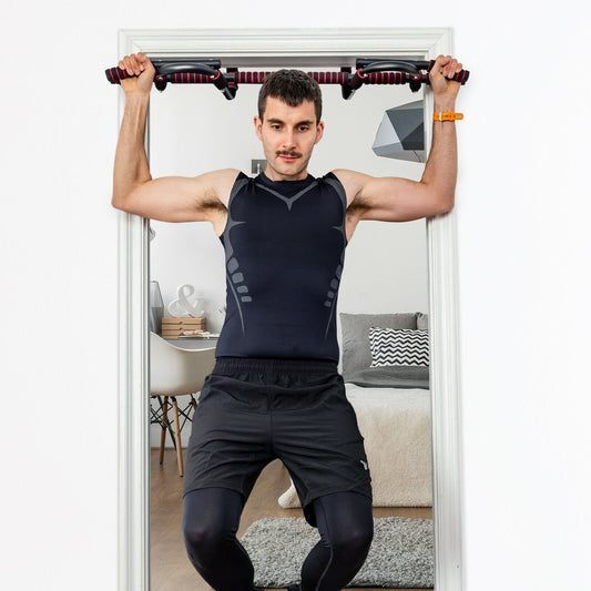 Multi-Purpose Pull Up Bar Doorway Fitness Chin Up Bar, Black & Red - Gallery Canada