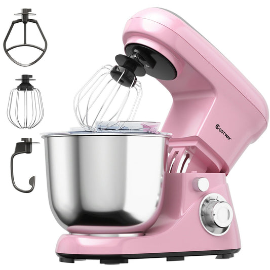 5.3 Qt Stand Kitchen Food Mixer 6 Speed with Dough Hook Beater, Pink - Gallery Canada