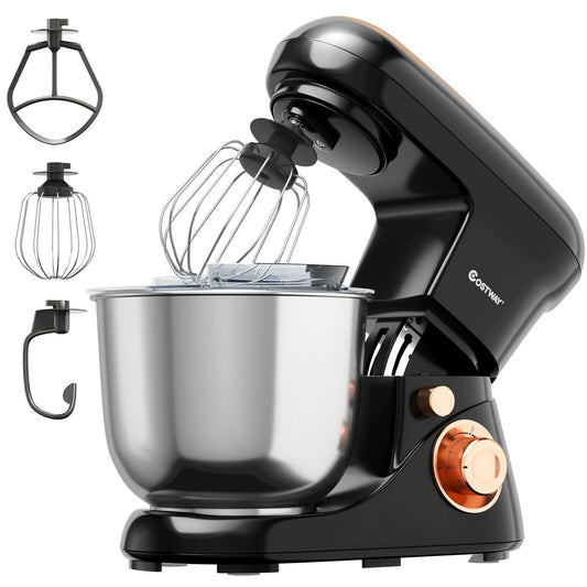 5.3 Qt Stand Kitchen Food Mixer 6 Speed with Dough Hook Beater, Black - Gallery Canada