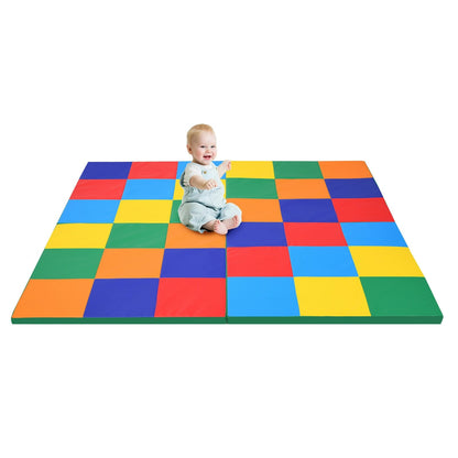 58 Inch Baby Folding Activity Floor Mat, Toddler Foam Play Mat, Multicolor Baby Gyms & Playmats Multicolor at Gallery Canada