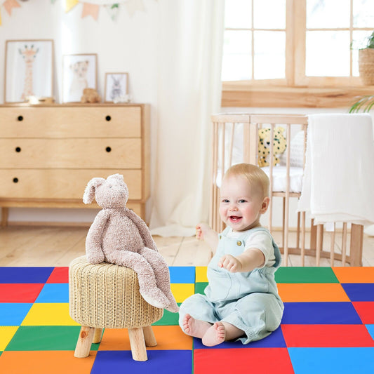 58 Inch Toddler Foam Play Mat Baby Folding Activity Floor Mat, Multicolor - Gallery Canada