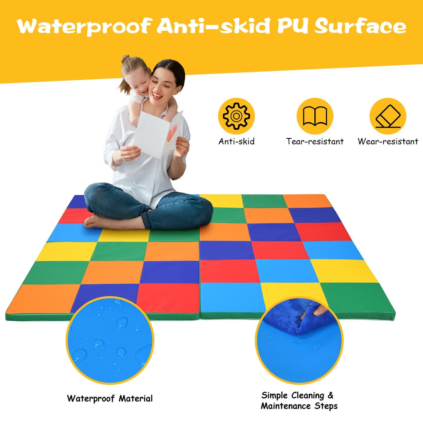 58 Inch Baby Folding Activity Floor Mat Toddler Foam Play Mat, Multicolor Baby Gyms & Playmats at Gallery Canada