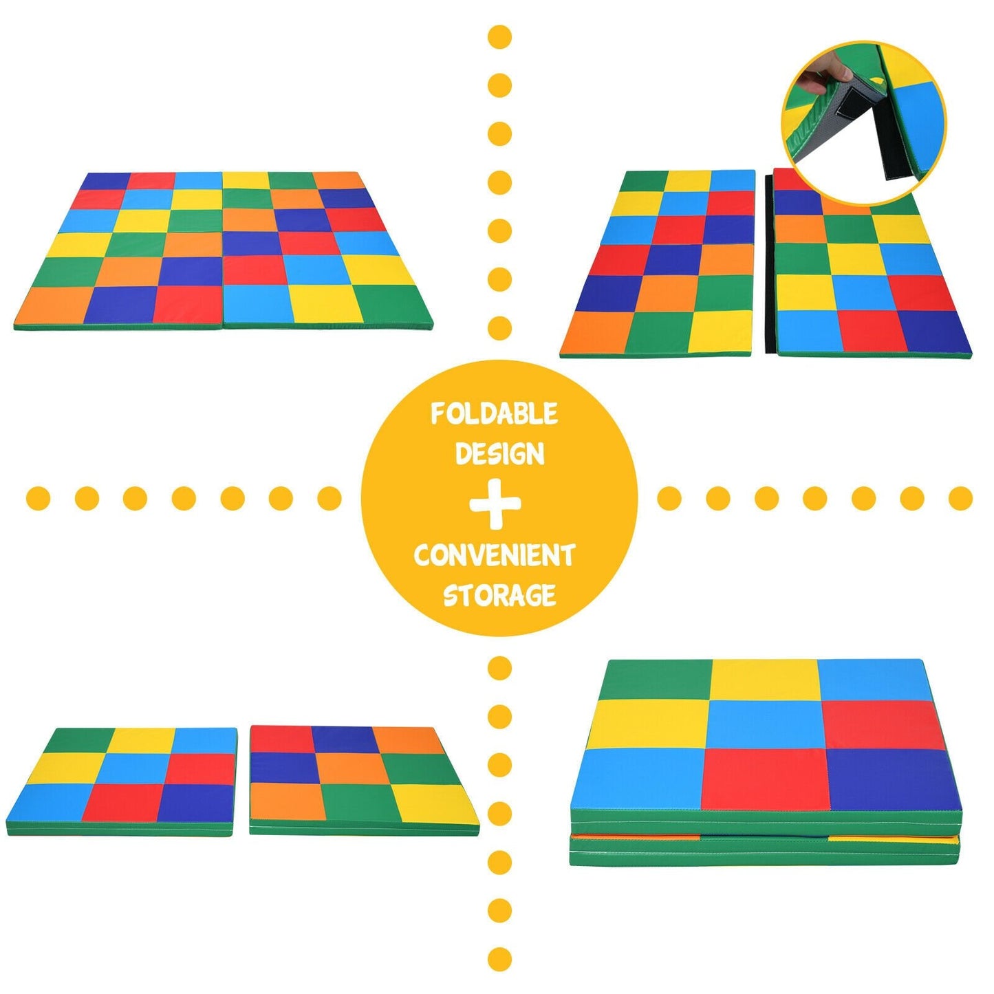 58 Inch Toddler Foam Play Mat Baby Folding Activity Floor Mat, Multicolor - Gallery Canada