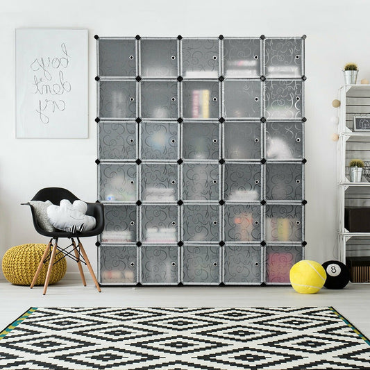 DIY 30 Cube Portable Closet Clothes Wardrobe Cabinet, Transparent - Gallery Canada