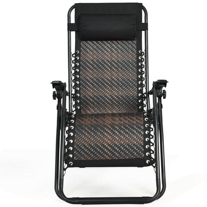 Folding Rattan Zero Gravity Lounge Chair with Removable Head Pillow, Brown Beach & Lawn Chairs at Gallery Canada