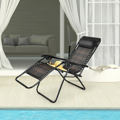 Folding Rattan Zero Gravity Lounge Chair with Removable Head Pillow, Brown Beach & Lawn Chairs at Gallery Canada