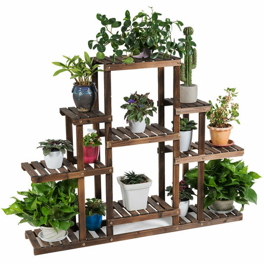 6-Tier Flower Wood Stand Plant Display Rack Storage Shelf, Brown at Gallery Canada