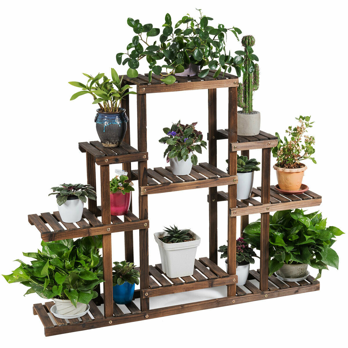 6-Tier Flower Wood Stand Plant Display Rack Storage Shelf, Brown Plant Stands at Gallery Canada