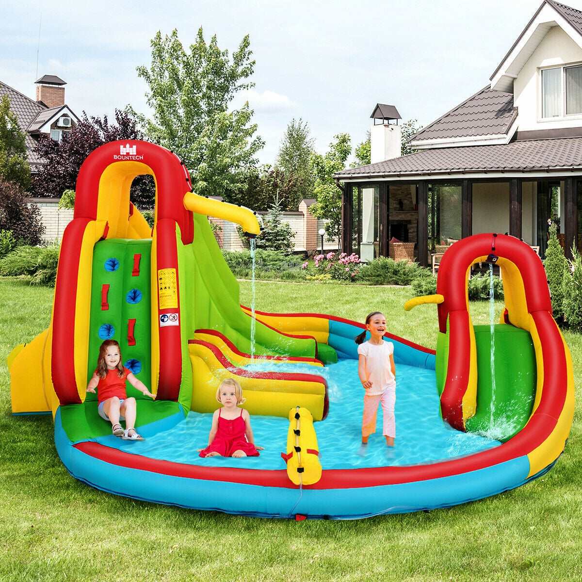 Kid's Inflatable Water Slide Bounce House with Climbing Wall and Pool Without Blower Bounce House at Gallery Canada