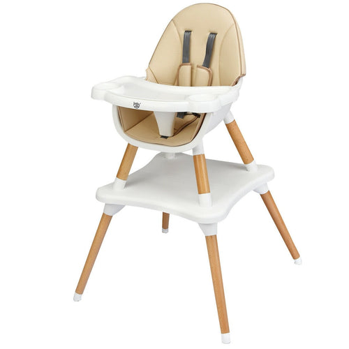 5-in-1 Baby Wooden Convertible High Chair , Beige