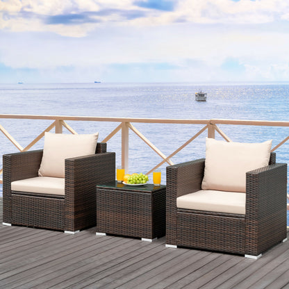 3 Pcs Patio Conversation Rattan Furniture Set with Cushion, Beige Patio Conversation Sets at Gallery Canada