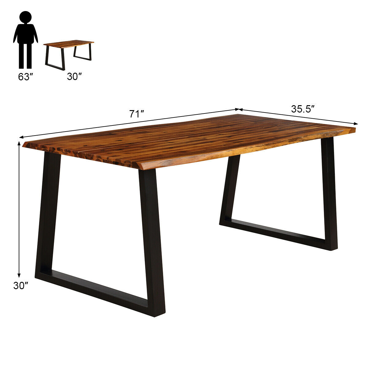 Rectangular Acacia Wood Dining Table, Brown Dining Tables at Gallery Canada