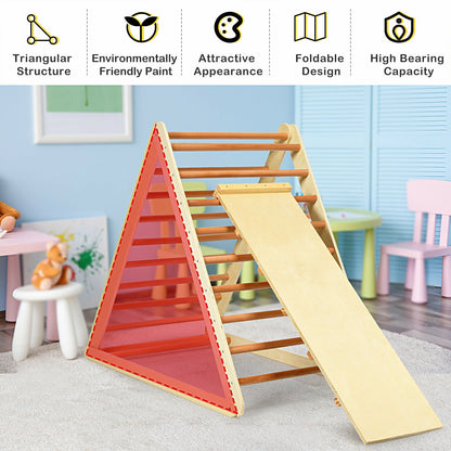 Foldable Wooden Climbing Triangle Indoor with Ladder for Toddler Baby, Natural Climbers & Slides at Gallery Canada