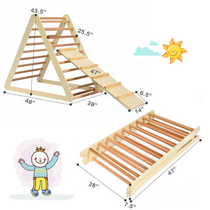 Foldable Wooden Climbing Triangle Indoor with Ladder for Toddler Baby, Natural Climbers & Slides at Gallery Canada