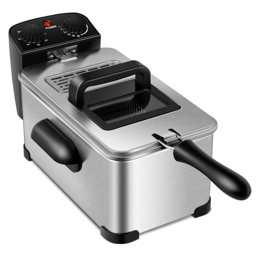 3.2 Quart Electric Stainless Steel Deep Fryer with Timer, Silver - Gallery Canada