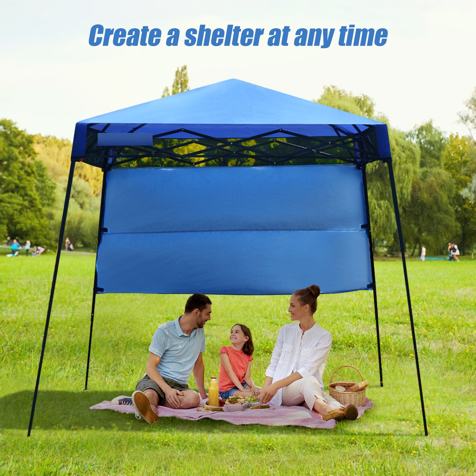 7 x 7 Feet Sland Adjustable Portable Canopy Tent with Backpack, Blue Canopies at Gallery Canada