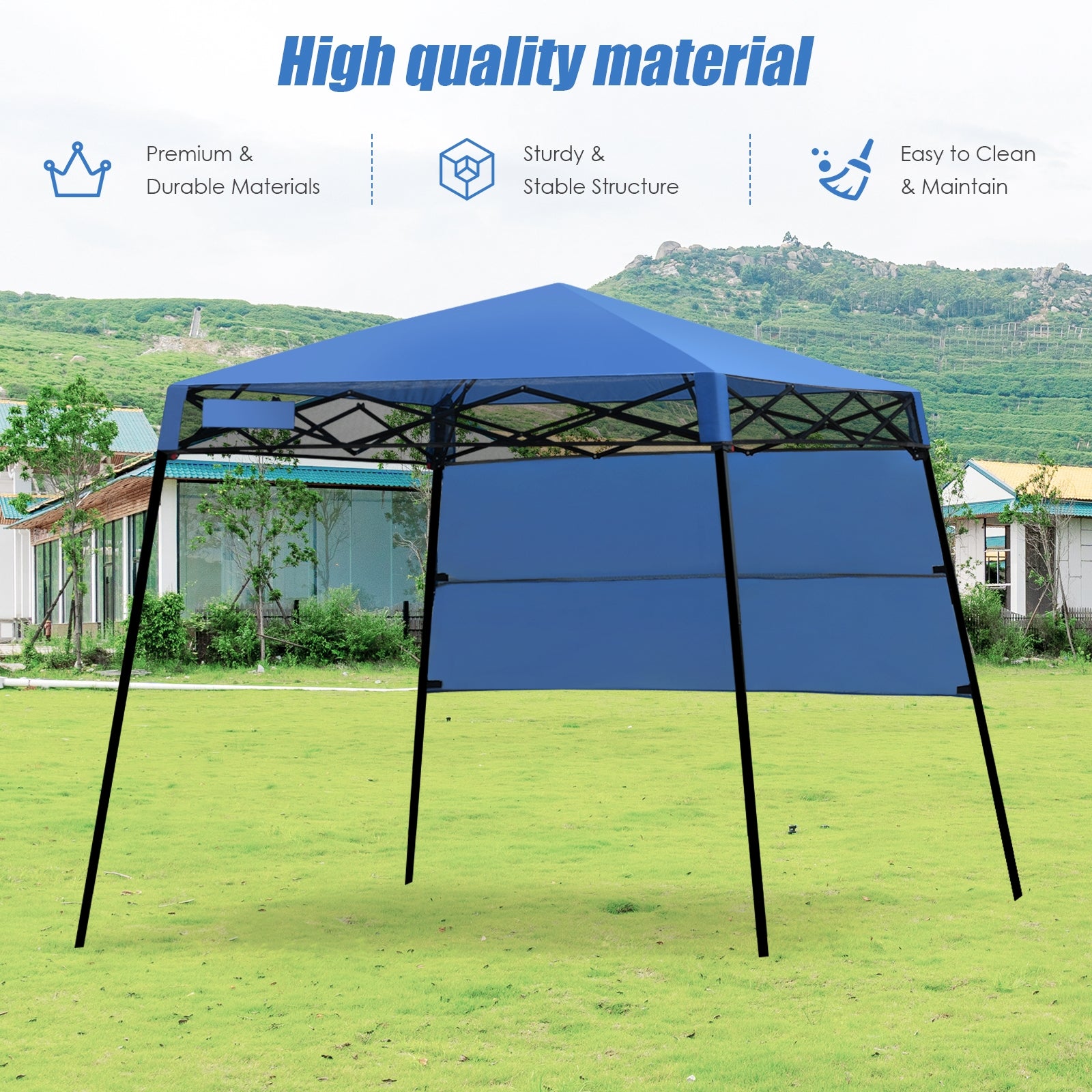 7 x 7 Feet Sland Adjustable Portable Canopy Tent with Backpack, Blue Canopies at Gallery Canada