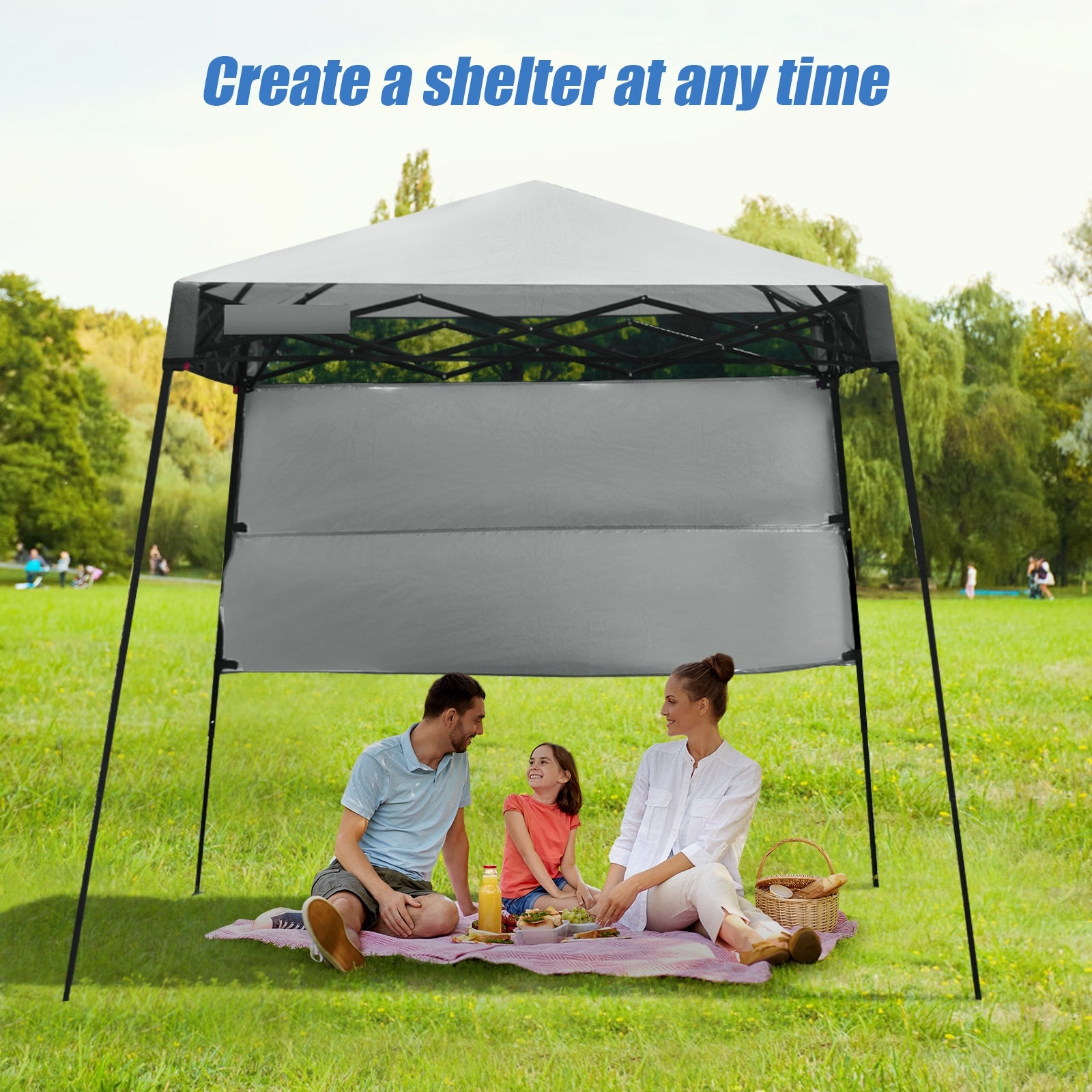7x7 Feet Adjustable Portable Canopy Tent, Gray Canopies at Gallery Canada