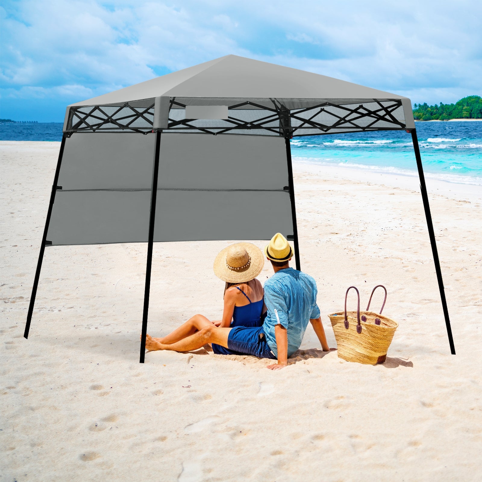 7x7 Feet Adjustable Portable Canopy Tent, Gray Canopies at Gallery Canada
