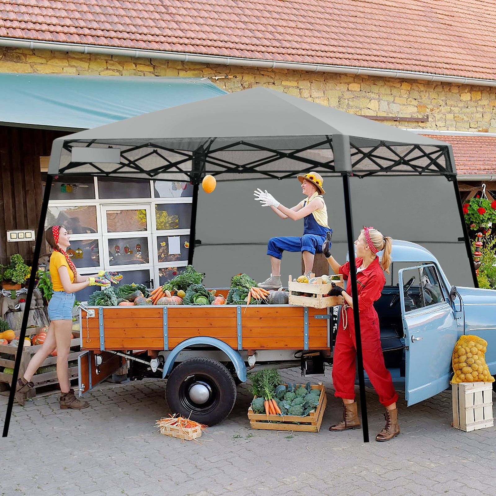 7x7 Feet Adjustable Portable Canopy Tent, Gray Canopies at Gallery Canada