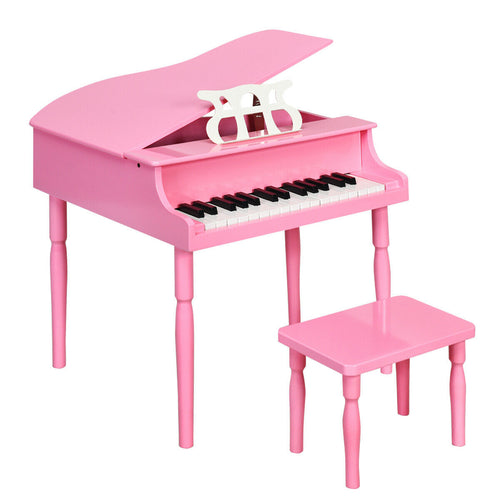 30-Key Kids Grand Piano With Bench, Music Rack, Pink