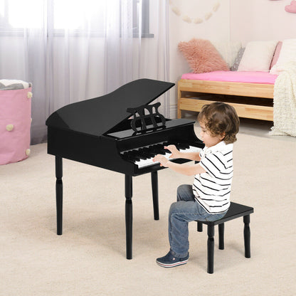 30-Key Wood Toy Kids Grand Piano with Bench and Music Rack, Black Musical Toys at Gallery Canada