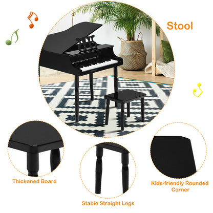30-Key Wood Toy Kids Grand Piano with Bench and Music Rack, Black Musical Toys at Gallery Canada