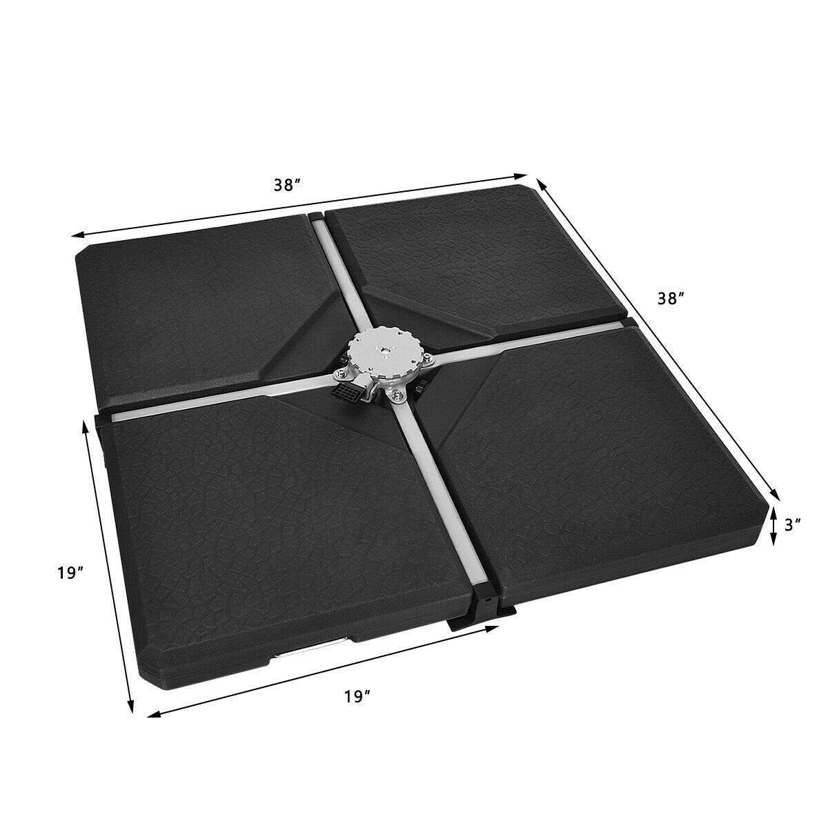 4 Pieces Square Fillable Patio Umbrella Base Set with Handle and Funnel, Black - Gallery Canada