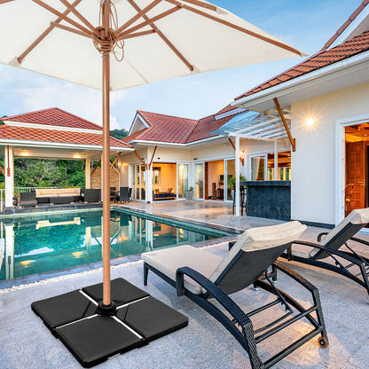 4 Pieces Square Fillable Patio Umbrella Base Set with Handle and Funnel, Black Outdoor Umbrella Bases at Gallery Canada