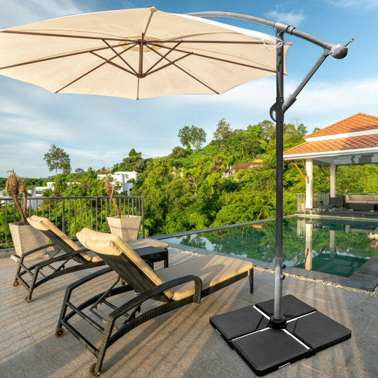 4 Pieces Square Fillable Patio Umbrella Base Set with Handle and Funnel, Black - Gallery Canada