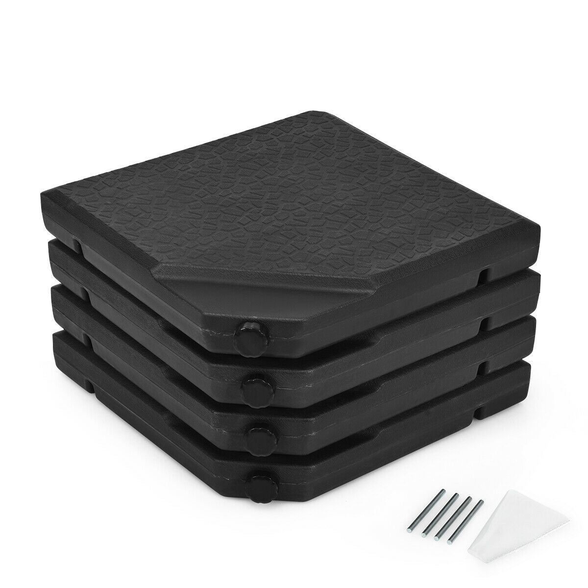 4 Pieces Square Fillable Patio Umbrella Base Set with Handle and Funnel, Black Outdoor Umbrella Bases at Gallery Canada