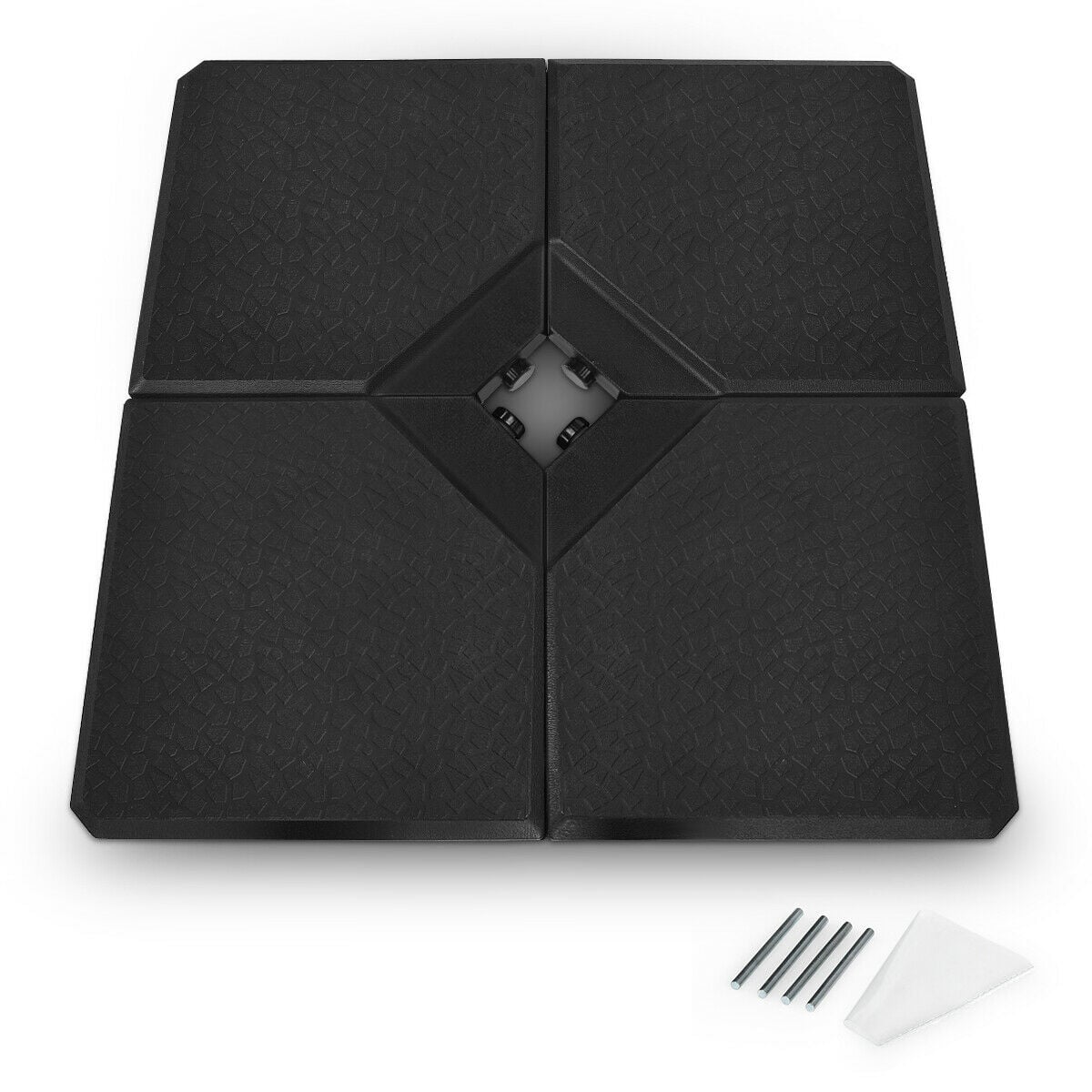 4 Pieces Square Fillable Patio Umbrella Base Set with Handle and Funnel, Black Outdoor Umbrella Bases Black at Gallery Canada