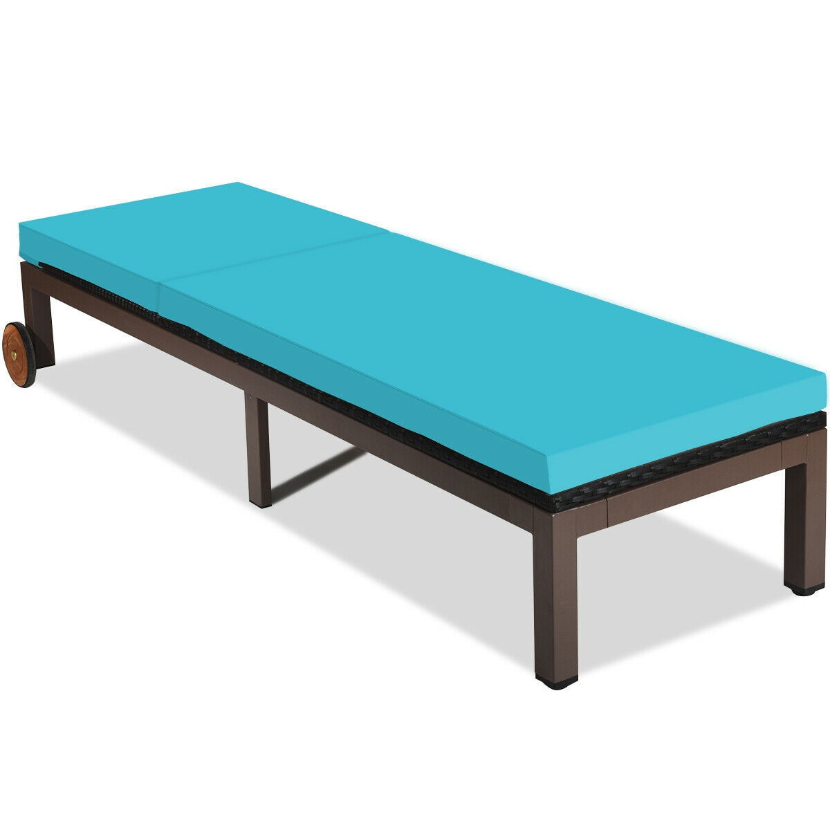 Patio Chaise Lounge Chair Outdoor Rattan Lounger Recliner Chair, Turquoise Outdoor Chaise Lounges at Gallery Canada