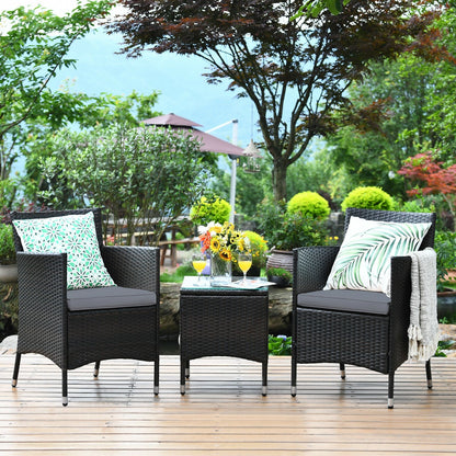 3 Pieces Patio Furniture Set Outdoor Wicker Rattan Set, Gray Patio Conversation Sets at Gallery Canada