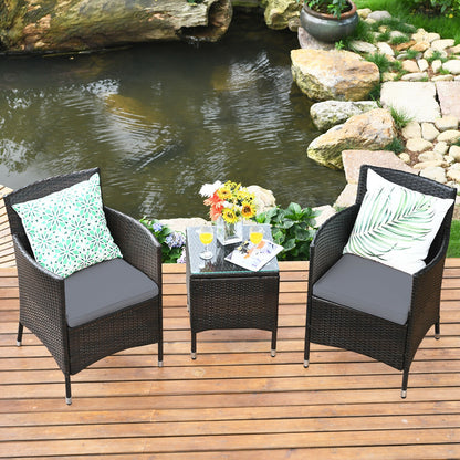 3 Pieces Patio Furniture Set Outdoor Wicker Rattan Set, Gray Patio Conversation Sets at Gallery Canada