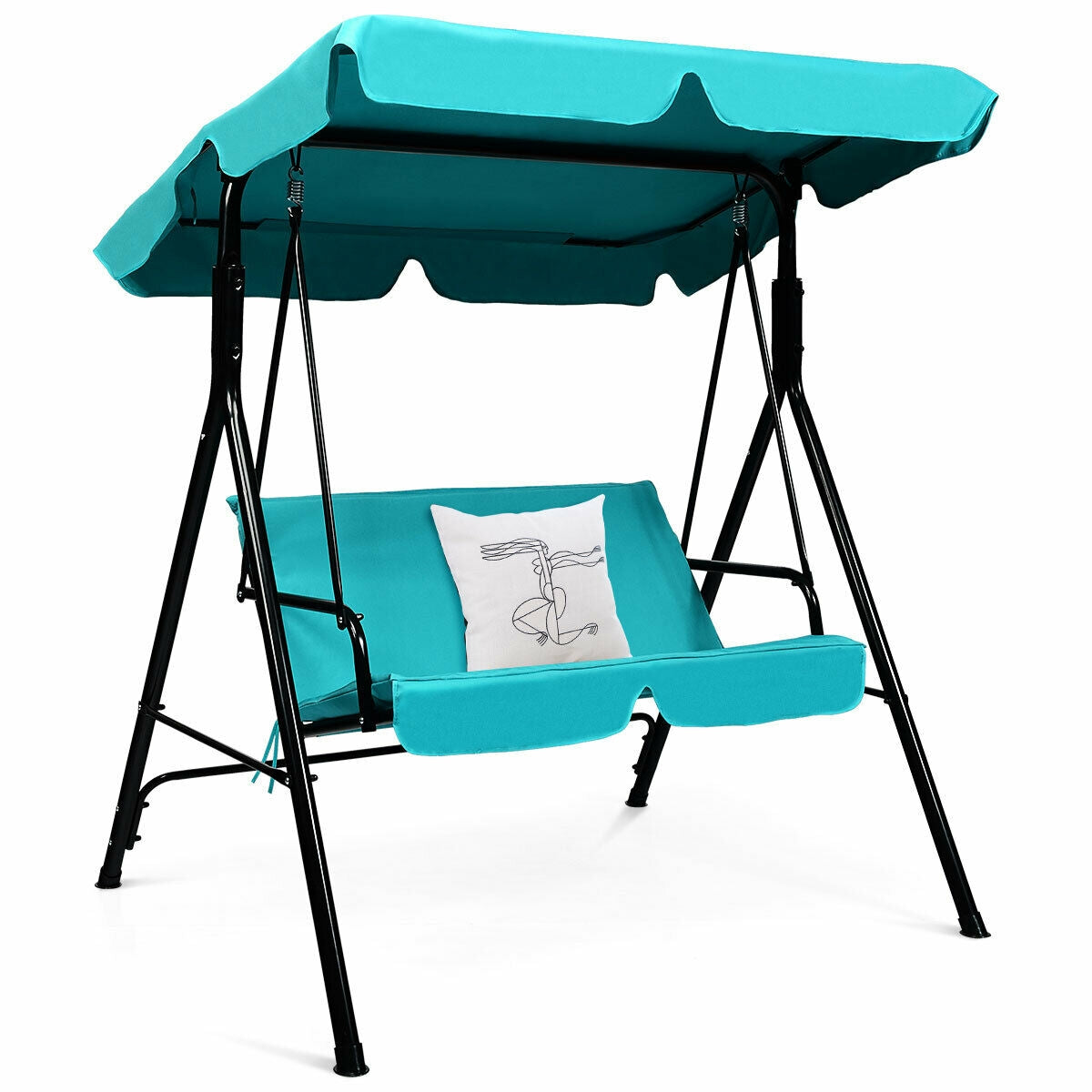 Loveseat Cushioned Patio Steel Frame Swing Glider , Blue Porch Swings at Gallery Canada
