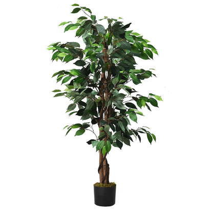 4 Feet Outdoor Trunks Artificial Ficus Silk Tree, Green Faux Plants at Gallery Canada