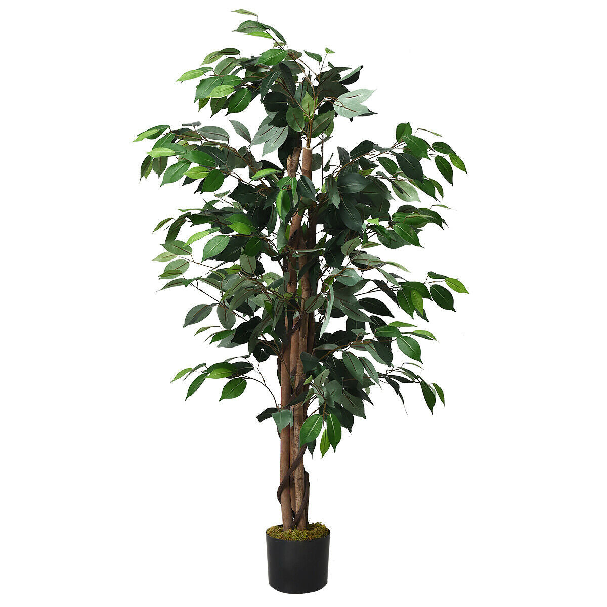 4 Feet Artificial Ficus Silk Tree, Outdoor Trunks, Green
