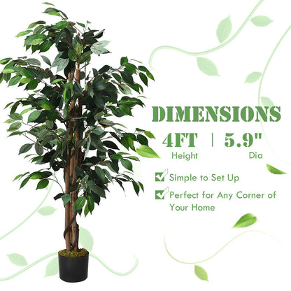 4 Feet Artificial Ficus Silk Tree, Outdoor Trunks, Green Faux Plants at Gallery Canada