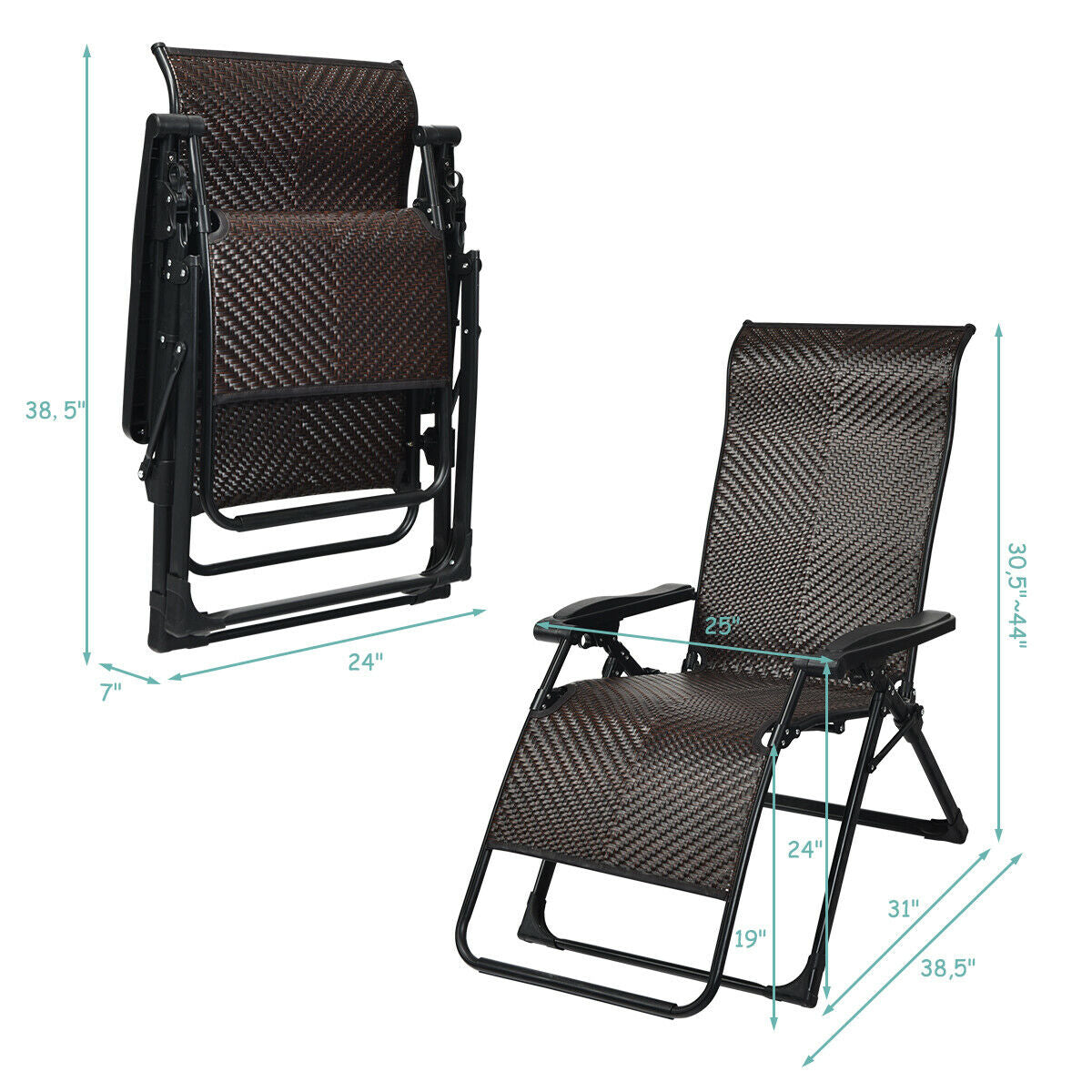 Patio Rattan Zero Gravity Lounge Chair, 2 Pieces Outdoor Seating & Patio Chairs at Gallery Canada