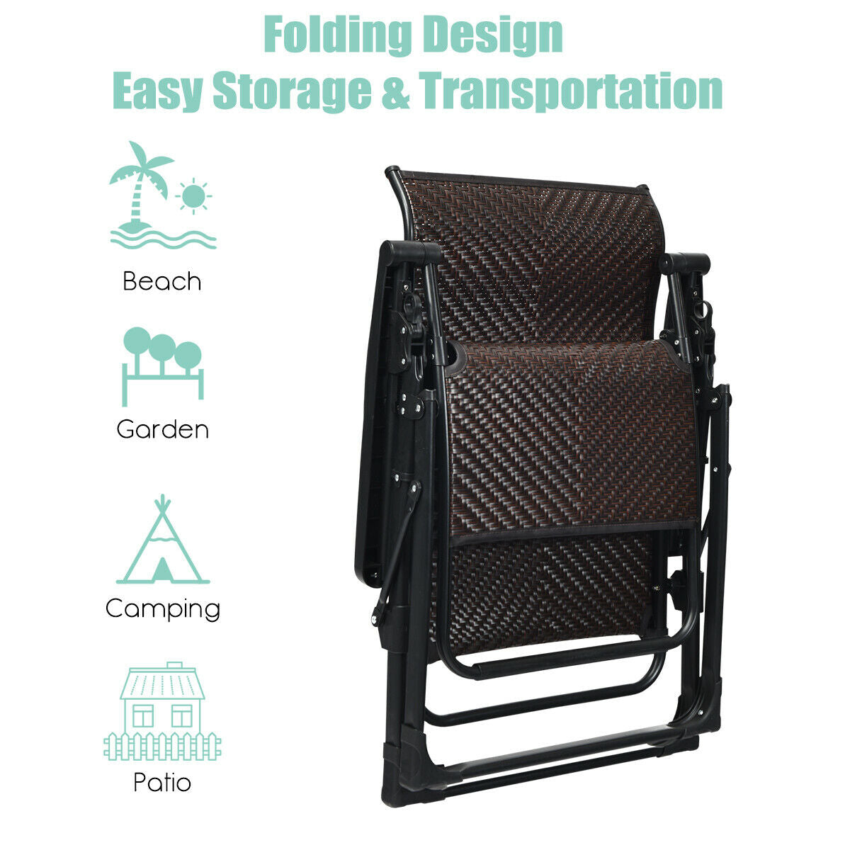 Patio Rattan Zero Gravity Lounge Chair, 2 Pieces Outdoor Seating & Patio Chairs at Gallery Canada