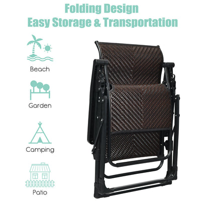 Patio Rattan Zero Gravity Lounge Chair, 2 Pieces Outdoor Seating & Patio Chairs at Gallery Canada